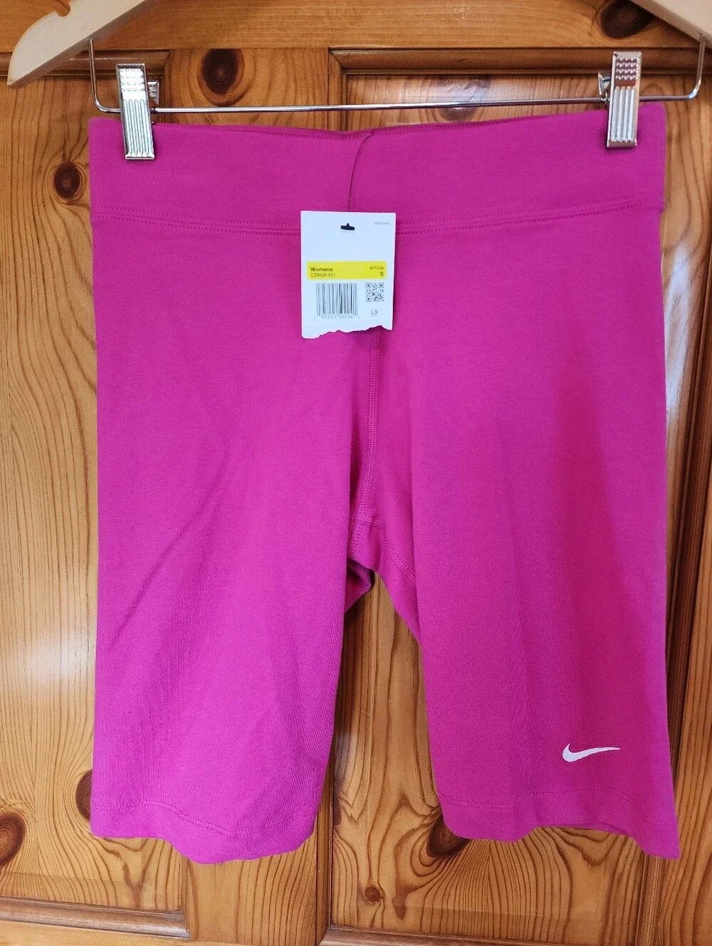 Nike Women's Hot Pink Athletic Bike Shorts with Swoosh, Size S